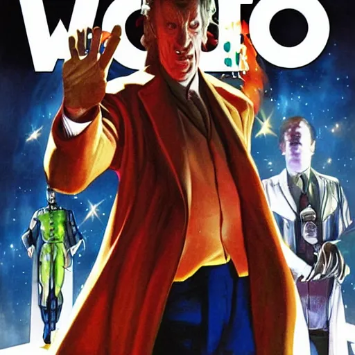 Image similar to comic book cover for'doctor who vs the lapd ', art by alex ross