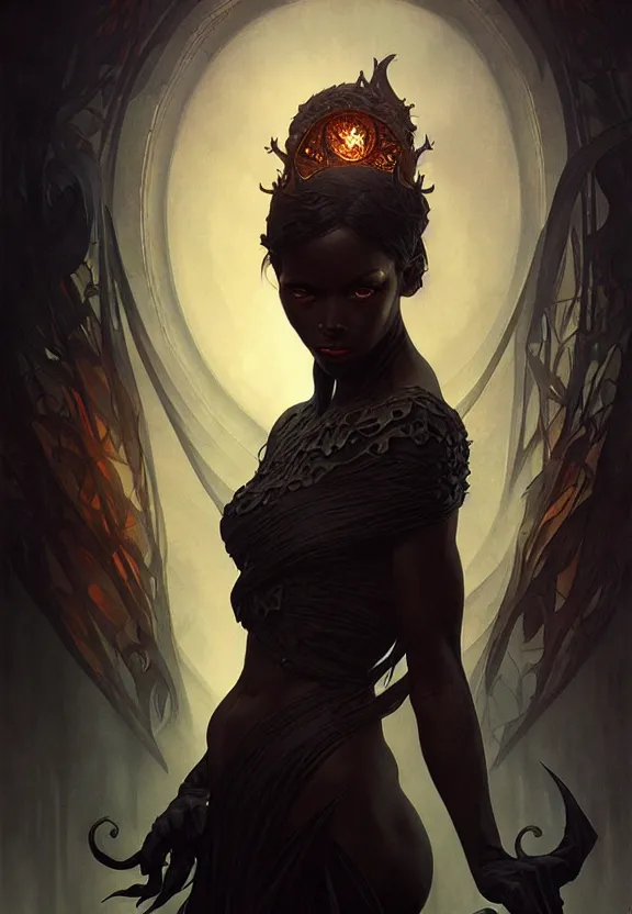 Image similar to a black smoked demon, fantasy magic, dark light night, intricate, elegant, sharp focus, illustration, highly detailed, digital painting, concept art, matte, art by wlop and artgerm and greg rutkowski and alphonse mucha, masterpiece