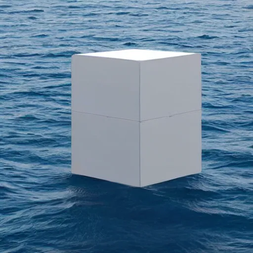 Image similar to A cube in the middle of the sea in the style of Richard Serra