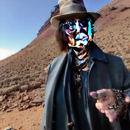 Image similar to johnny depp visiting the Teide in Tenerife