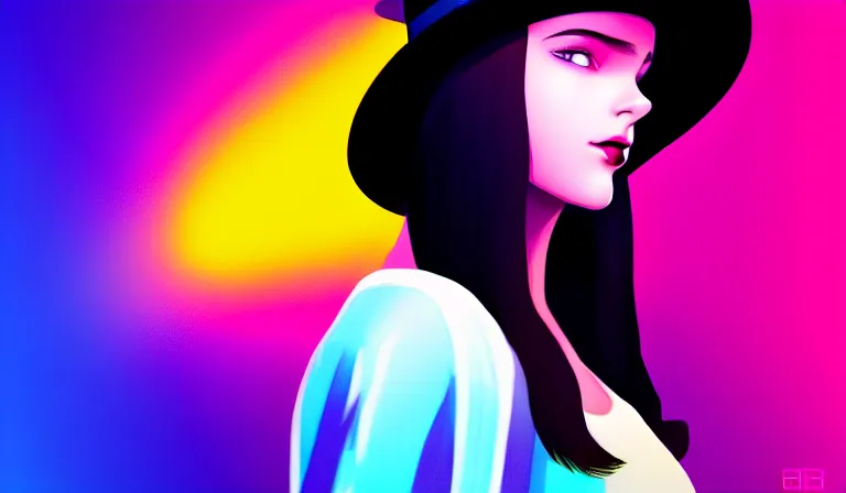 Prompt: a beautiful and immaculate young teenager girl with fedora hat. synthwave. outrun style. trending on artstation. recommended for you behance. by chris moore. by edward hopper. metropolis filmic. gotham city.