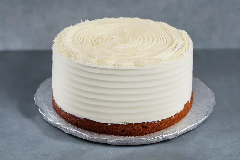 Image similar to a vanilla cake with aphex twin logo frosting on top, product photography