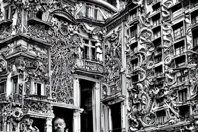 Image similar to ferriss hugh, bucharest, streets, people black and white, intricate lines, intricate details, rule of thirds,