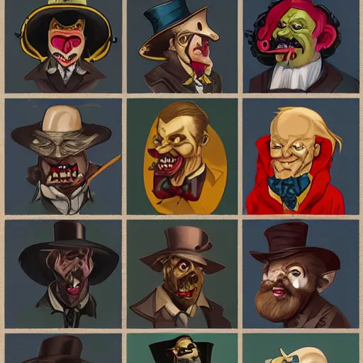 Prompt: a cartoonishly evil goblin, supervillain, top hat and luxurious moustache, portrait, d & d character portrait, victorian clothing, digital art, 8 k,