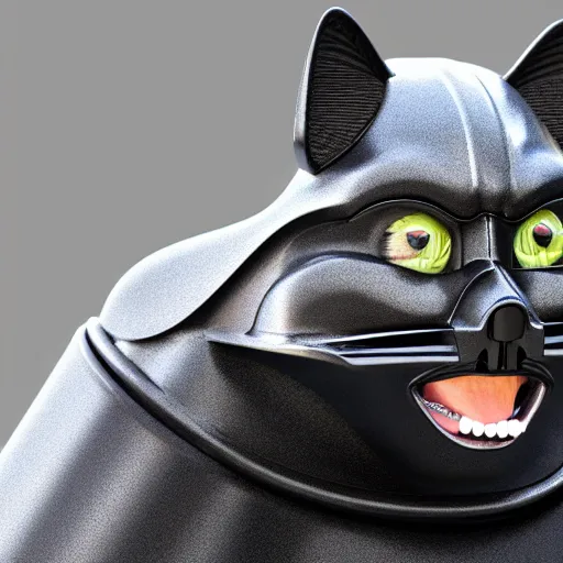 Prompt: 3 d rendered hyper realistic hyper detailed black cat wearing a cat - shaped darth vader helmet octane render, blender, 8 k