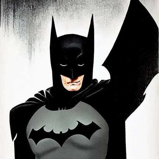Prompt: kevin conroy dressed as batman , highly detailed illustration, portrait painting by Norman Rockwell