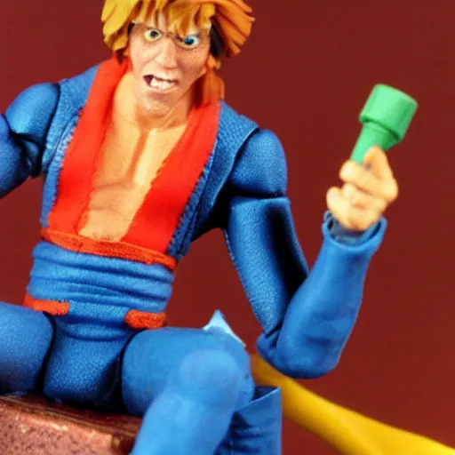 Image similar to Tom Waits as a He-Man action figure from the 1980s