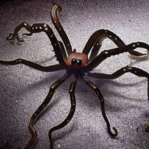 Image similar to National Geographic photo of spiders with octopus tentacles