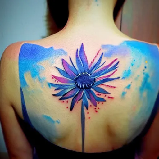 Image similar to great, beautiful painting tattoo watercolor cornflower, light, transperent