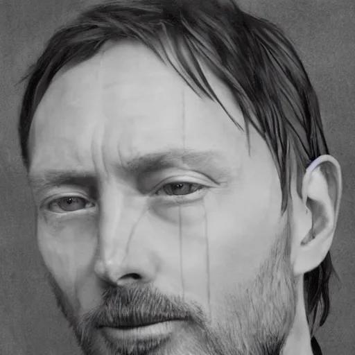 Prompt: thom yorke songwriter original, ultrafine detail, hyper realistic face, beautiful eyes, chiaroscuro, associated press photo, eyes reflecting into eyes reflecting into infinity