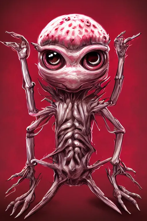 Image similar to a humanoid figure raspberry man monster, large eyes, highly detailed, digital art, sharp focus, trending on art station, anime art style