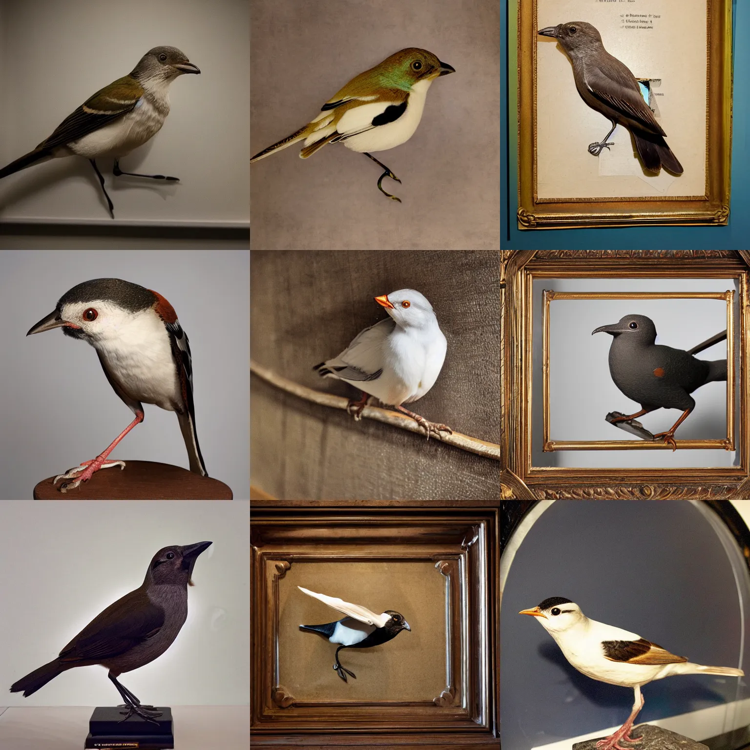 Prompt: Raphus cucullatus bird in a museum, taxidermy, realistic, 4k photograph