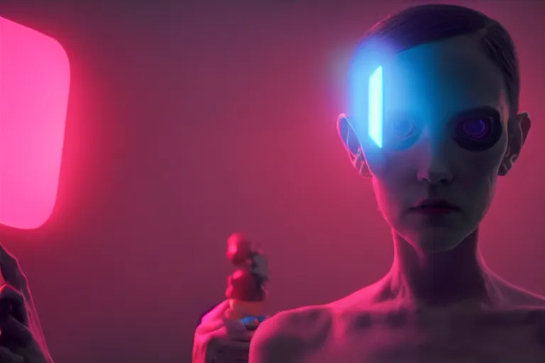 Image similar to vfx film, love death and robots, flat color profile low - key lighting award winning photography arri alexa cinematography, hyper real photorealistic cinematic, atmospheric cool colorgrade