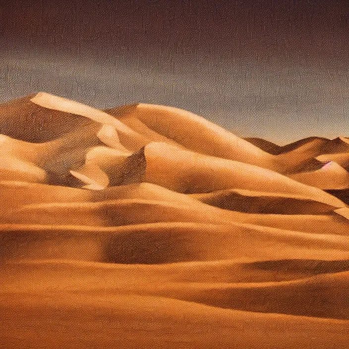 Prompt: hyper realistic, high detail photo of desert scene painted like picasso, beautiful, dreary lighting