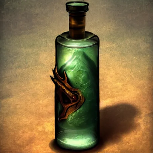 Prompt: a healing potion bottle, rpg, digital art, skyrim, final-fantasy