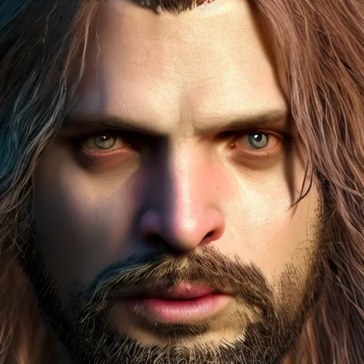 Image similar to a digital art close up portrait of pale sebastian stan as ancient druid mage from warcraft, old witcher with long beard character sheet, 4 k, ultra detail, volumetric lighting, unreal engine, octane render