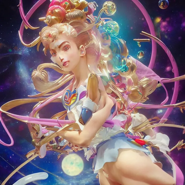 Image similar to jeff koons style sailor moon, ultra realistic, concept art, intricate details, serious, highly detailed, photorealistic, octane render, 8 k, unreal engine, art by todd mcfarlane and artgerm and greg rutkowski and alphonse mucha