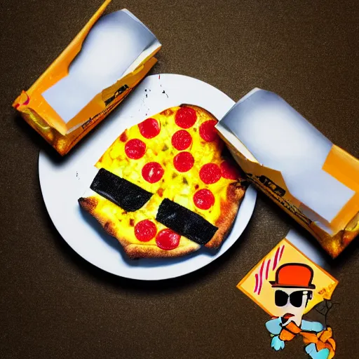 Prompt: pizza made of little walter white, unreal, render, splash, award winning photograph