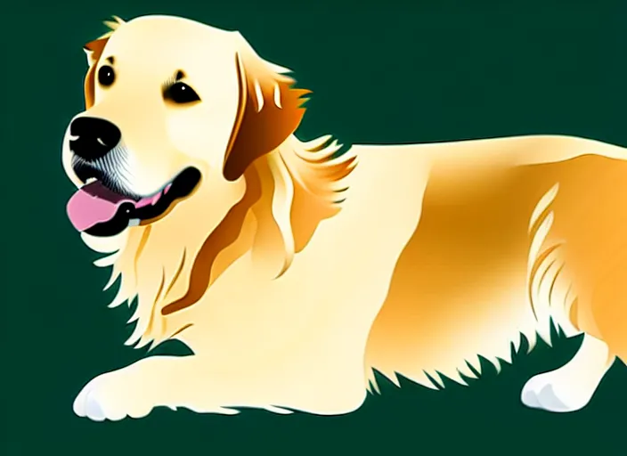 Image similar to golden retriever, white background, cartoon, high detail, no cut off