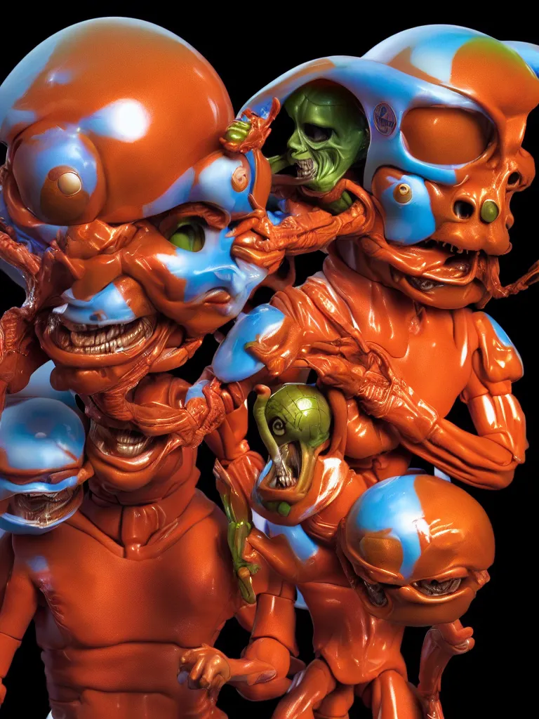 Image similar to hyperrealistic rendering, mars attacks martian by art of skinner and richard corben and jeff easley, product photography, action figure, sofubi, studio lighting, colored gels, rimlight, backlight