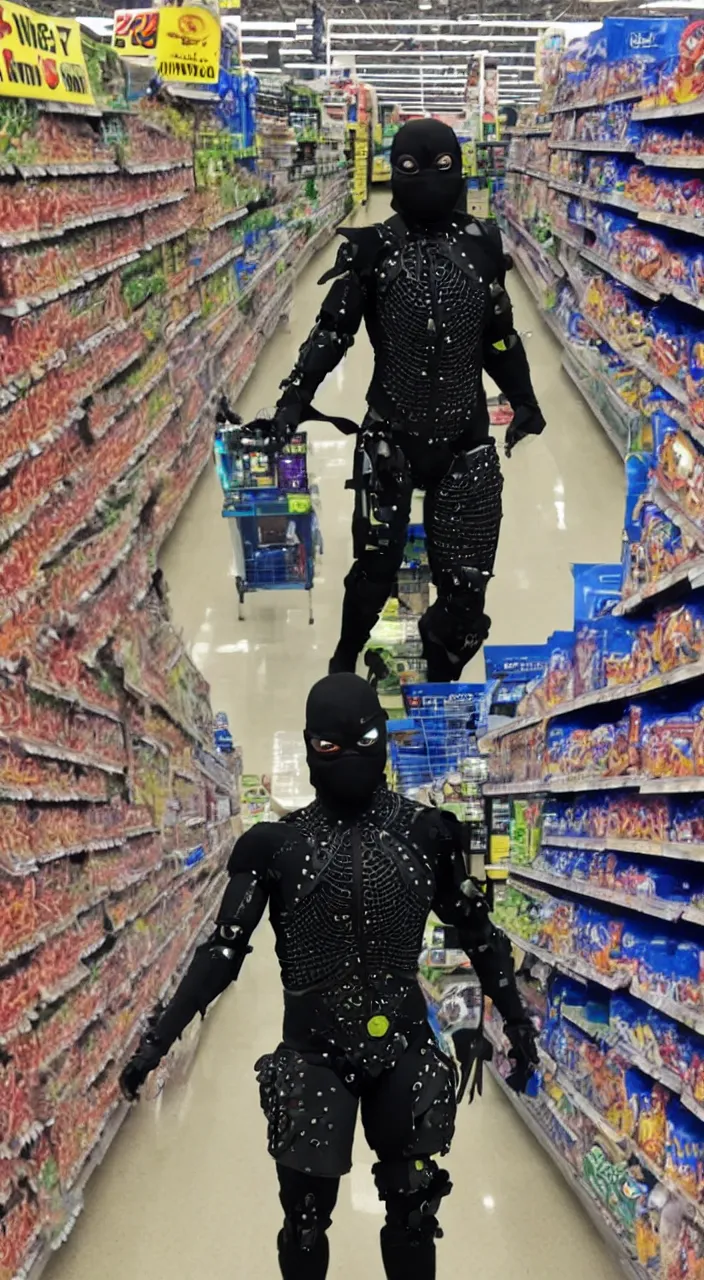 Image similar to cyborg ninja in walmart