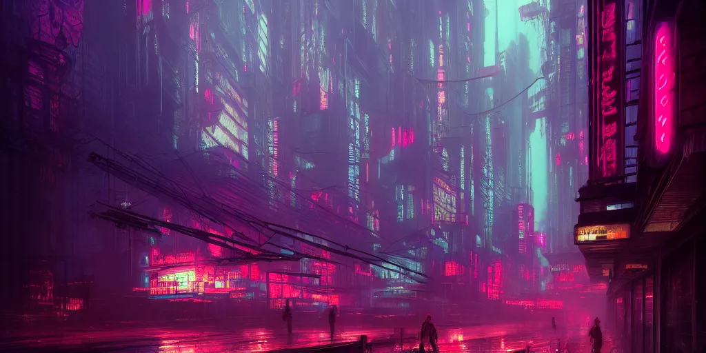 Prompt: concept art, octane render, a brooding, dystopian city, reflections, volumetric pastel neon lighting, dramatic, emerald red neon glow, 8 k, ultra - hd, insanely detailed and intricate, hypermaximalist, elegant, ornate, by gerald brom, by syd mead, akihiko yoshida, doug chiang, cinematic