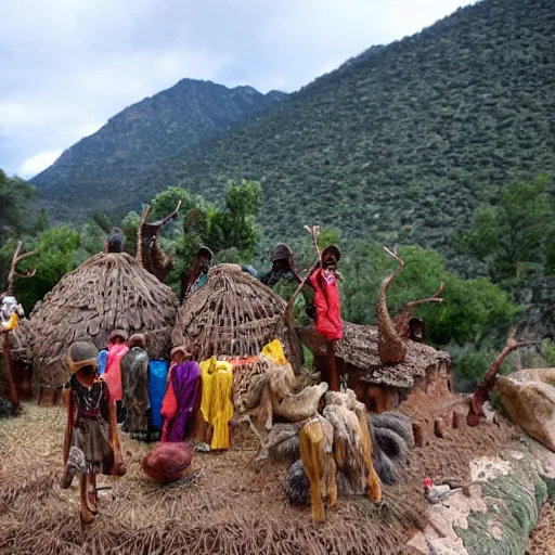 Prompt: A diorama Of the Tarahumara in the mountains of northern Mexico