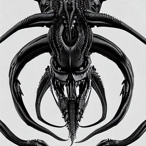 Image similar to “Alien, xenomorph, god of death, dark, evil, fantasy, intricate detail , realistic render”