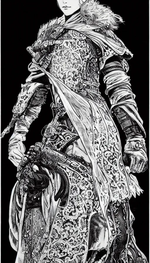 Image similar to a black and white ink fine ink drawing of a thief, from of thrones, in leather armor, fibonacci, sweat drops, intricate fashion clothing, concept art, smooth, sharp focus, portrait, illustration, art by alphonse mucha and travis charest