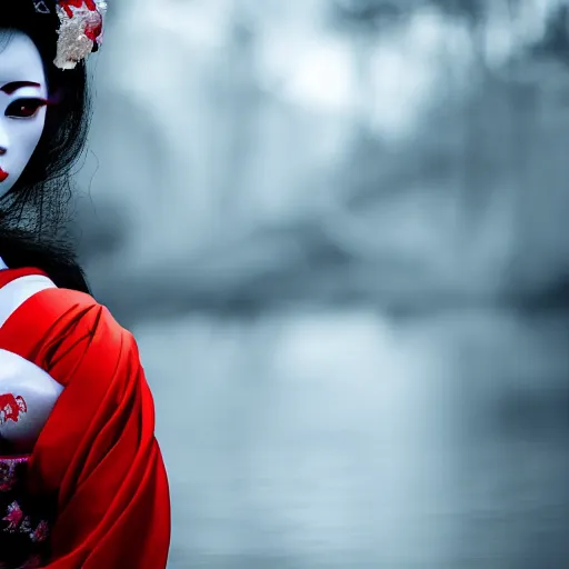 Prompt: demon geisha, beautiful, scary, cinematic, high detail, 8k,