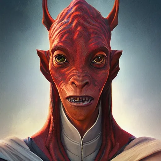 Prompt: darth jar jar binks, freida pinto, art by artgerm and greg rutkowski and magali villeneuve, portrait, highly detailed, headshot, intricate, elegant, digital painting, trending on artstation, concept art, sharp focus, illustration