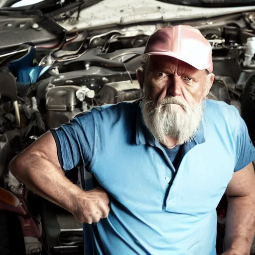 Prompt: old grumpy mechanic face