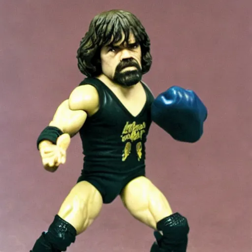 Image similar to peter dinklage 1 9 8 0 s wrestling action figure