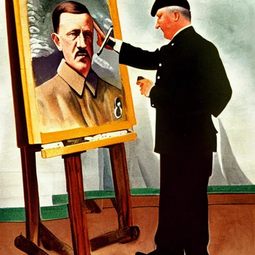 Image similar to hitler painting a beautiful picture of himself