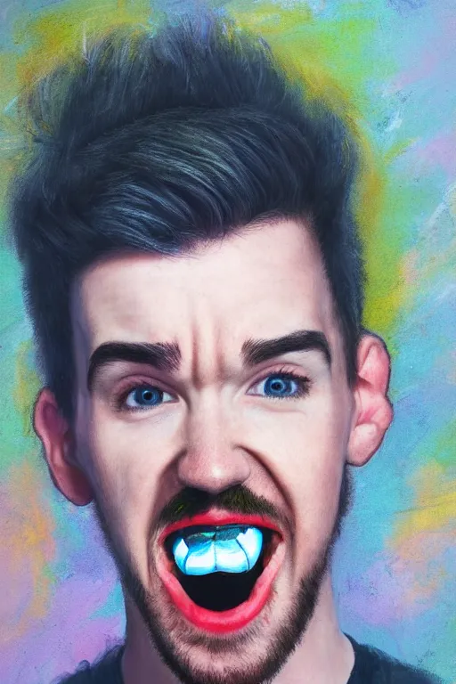 Image similar to Sean McLoughlin, jacksepticeye, irish youtuber, solo portrait, yelling really loud 🎨🖌️