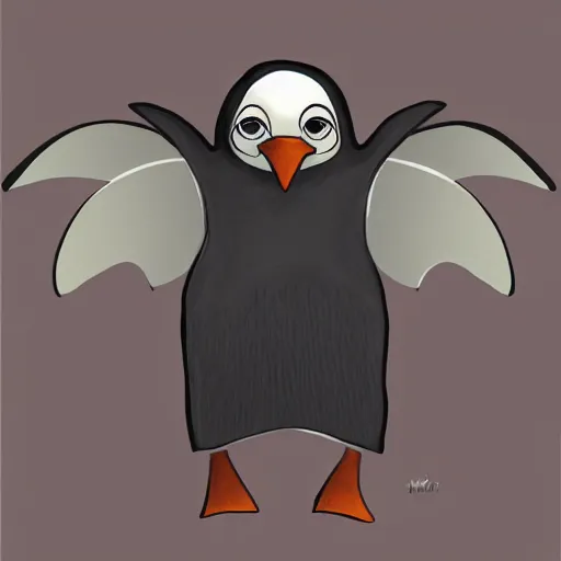 Prompt: creepy penguin illustration, concept art by neosian _