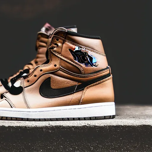 Prompt: a pair of nike air jordan 1 travis scott high og mocha