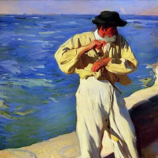 Prompt: the fisherman, by joaquin sorolla y bastida, 1 9 0 4