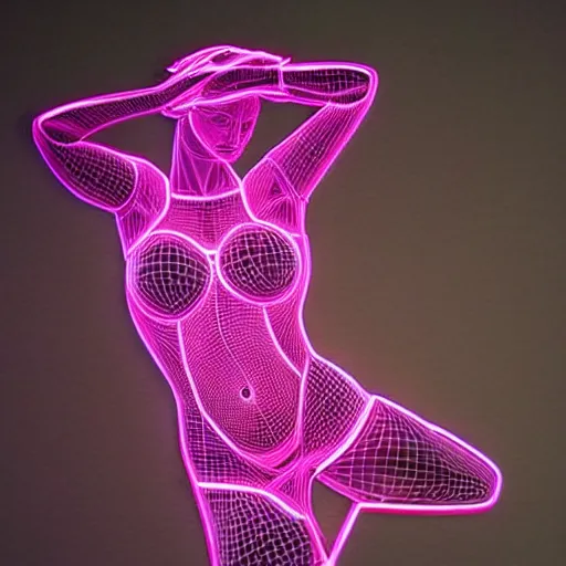 Prompt: 3 d neon art of a womens body, insanely detailed