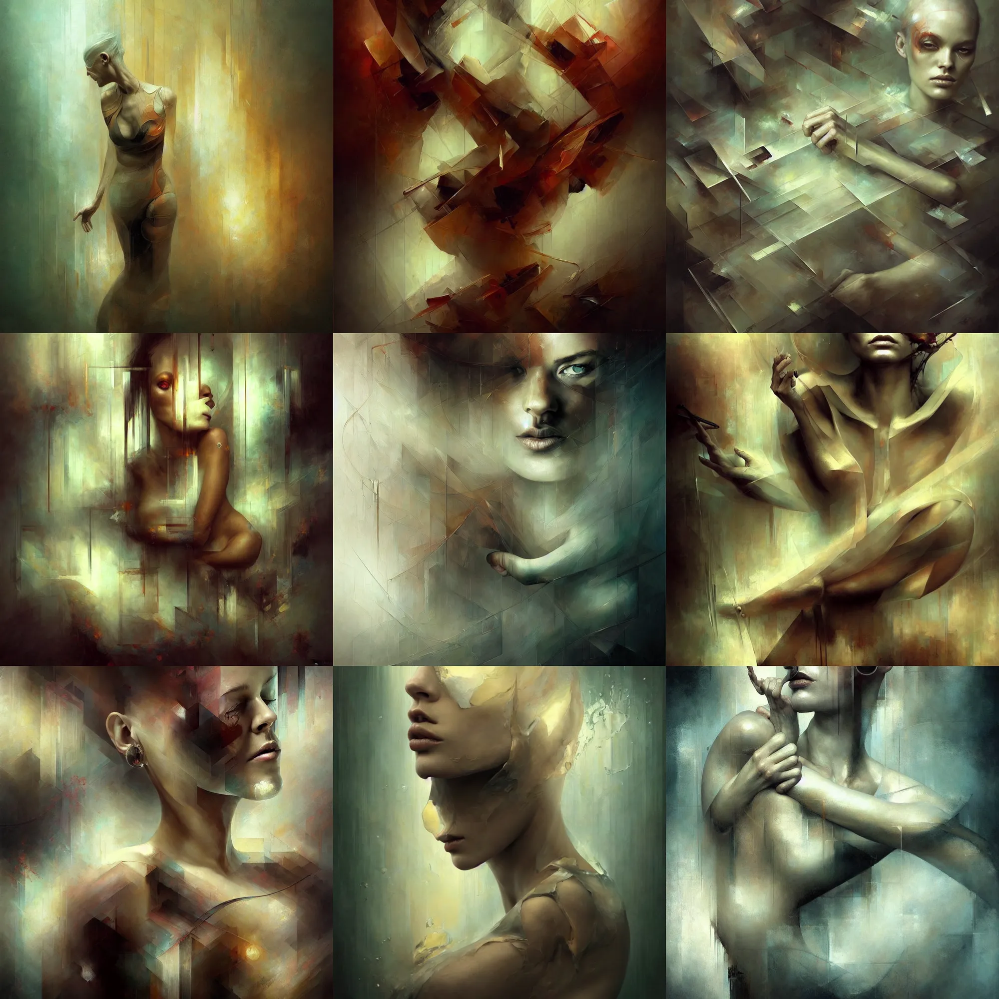 Prompt: Abstract oil painting with variety of shapes and textures. Art by Bastien Lecouffe-Deharme And Tomma Abts