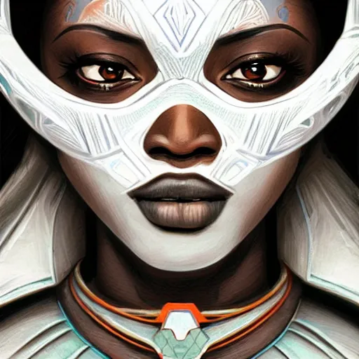 Image similar to african female, jedi master, wearing the traditional jedi robe, beautiful and uniquely odd looking, detailed symmetrical close up portrait, intricate complexity, in the style of artgerm and ilya kuvshinov, magic the gathering, star wars art