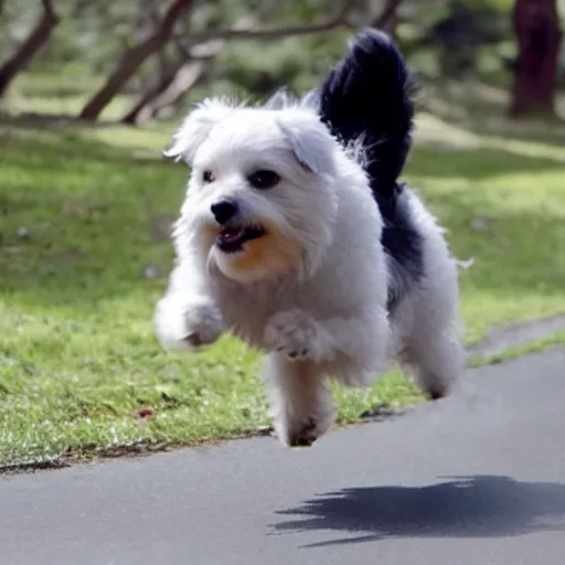 Prompt: a cute dog with the zoomies, movie still, 8 k