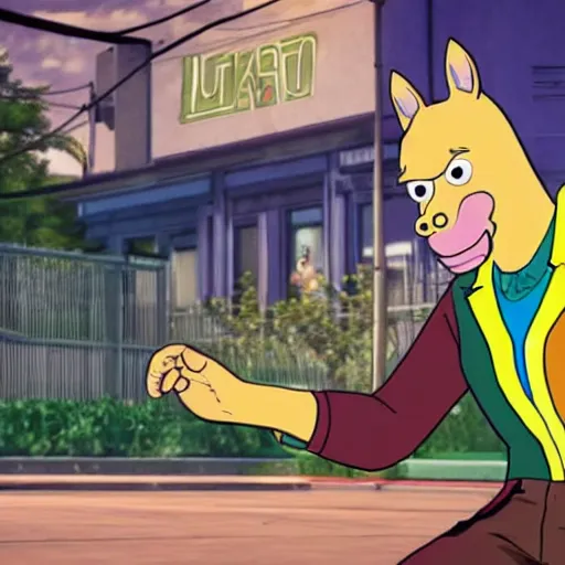 Image similar to bojack horseman in tekken 7, gameplay, fighting game,