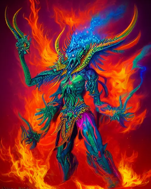 Image similar to psychedelic flamer of tzeentch, trending on artstation