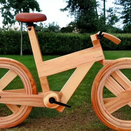 Image similar to bicycle made entirely out of wood