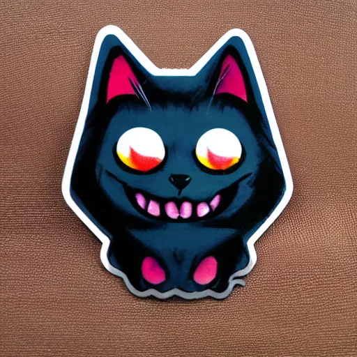 Prompt: Black vampire cat sticker
