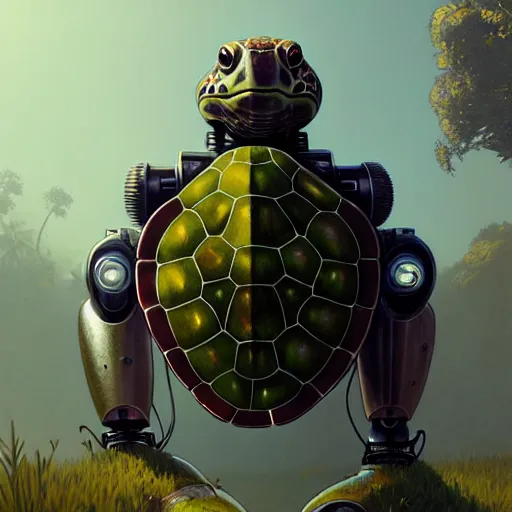 Prompt: highly detailed portrait turtle robot in gta v, stephen bliss, unreal engine, fantasy art by greg rutkowski, loish, rhads, ferdinand knab, makoto shinkai and lois van baarle, ilya kuvshinov, rossdraws, tom bagshaw, global illumination, radiant light, detailed and intricate environment