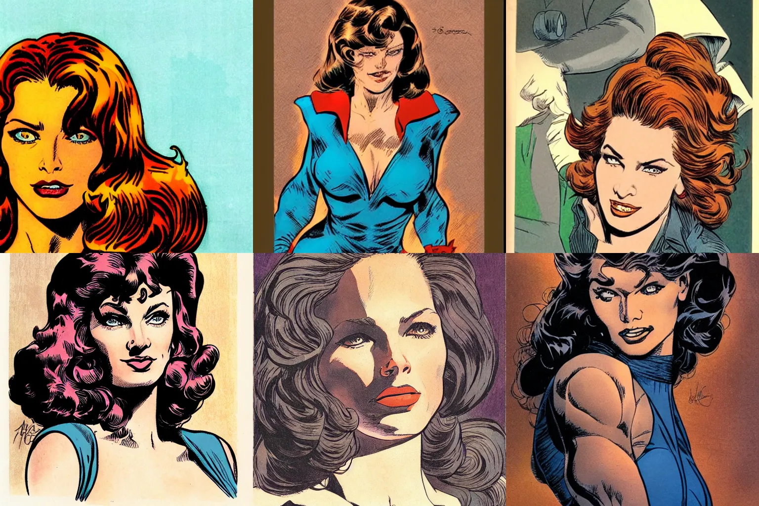 Prompt: beautiful woman portrait, colored, by Joe Kubert