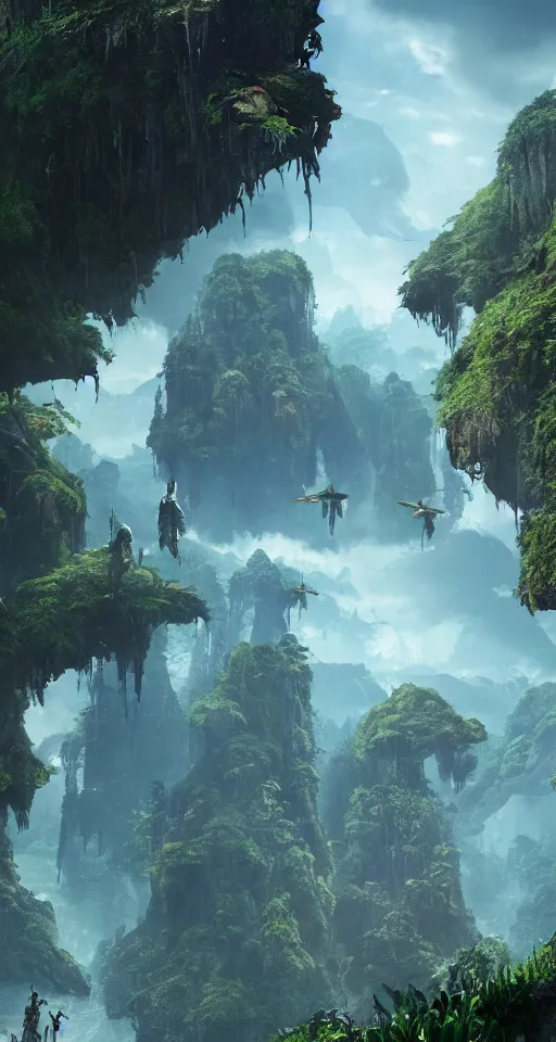 Prompt: A beuatiful matte painting , James Cameron avatar style, cinematic, atmospheric, unreal engine, ultra detailed