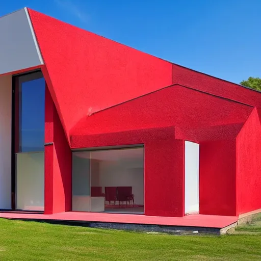 Prompt: a modern red house, architecture